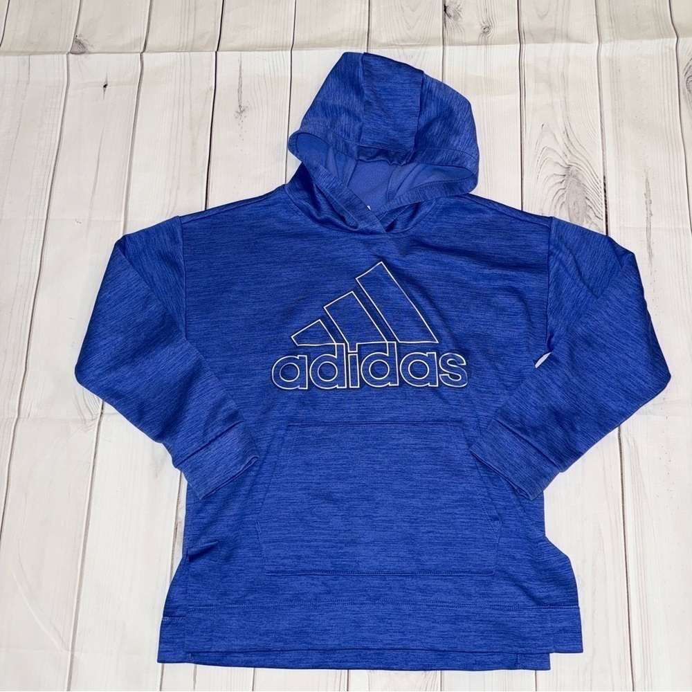 Blue Adidas Logo Hoodie - Girls Size Medium - Picture 1 of 6